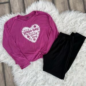 Girls Evsie Size 10 Charming Set - Fuchsia Top & Black Pants
